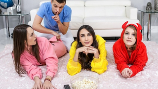 Dakota Burns, Dani Damzel, Natalia Nix - Teen Step Sister And Girlfriend Fucked and Creampied By Brother