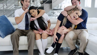 Percy Sires, Alona Bloom - Hot Stepsisters Make Out and Suck Brothers Cock
