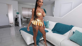 Sarai Minx - Ebony Beauty With Real HUGE Natural Boobs Facialized