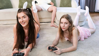 Maya Sinn & Rhiannon Ryder - Cute Teens Ride Cock